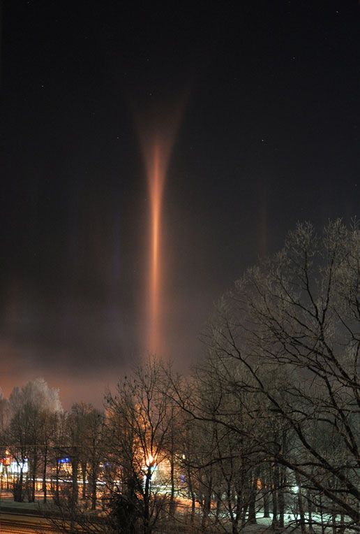 light pillars in Latvia
